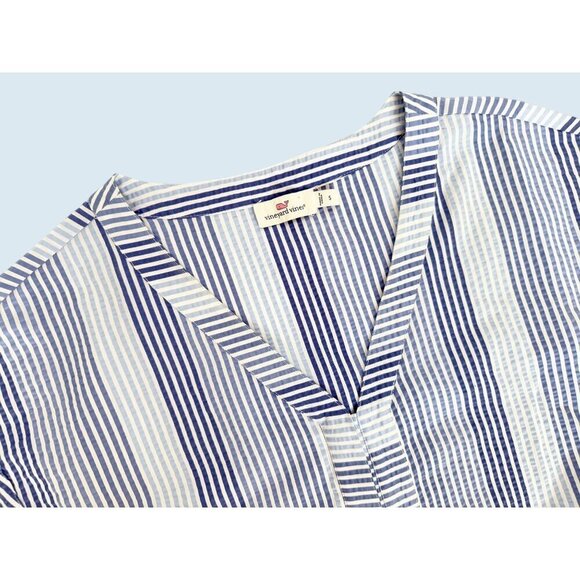 VINEYARD VINES Striped Short Sleeve V Neck Romper Size S - Picture 4 of 8